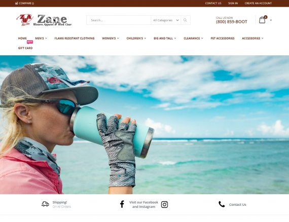 Zane Western Apparel Site Preview